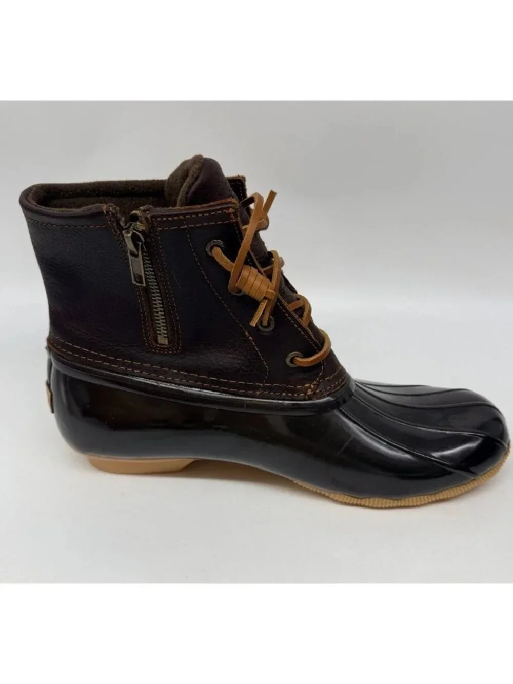 Sperry Top-Sider Saltwater Leather Rubber Duck Boots Brown Women's US 9